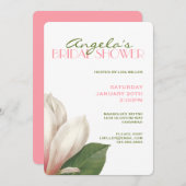 サザン・マグノリア ブライダルシャワー | ピンク ホワイト グリーン 招待状 (正面/裏面)