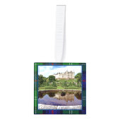 サザーランドスコティッシュクラン城タータンチェック4写真 キューブオーナメント (正面)