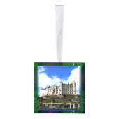 サザーランドスコティッシュクラン城タータンチェック4写真 キューブオーナメント (右)