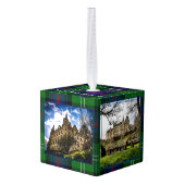 サザーランドスコティッシュクラン城タータンチェック4写真 キューブオーナメント (裏面アングル)