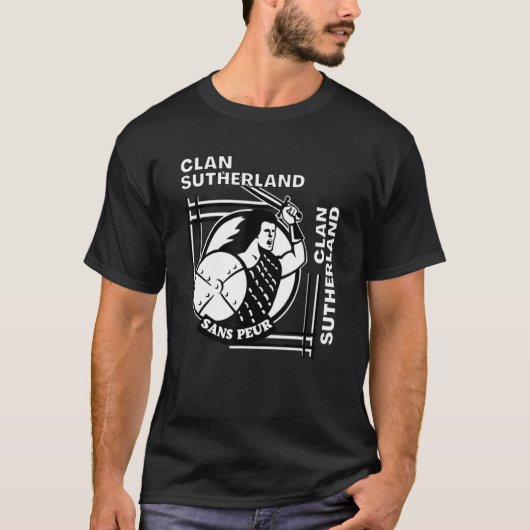 サザーランド氏族 ゲール語 モットー 剣士 Tシャツ (正面)