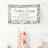 サザ素朴ンウォーターカラーコットン&ボタニカル 横断幕 (インサイチュ)