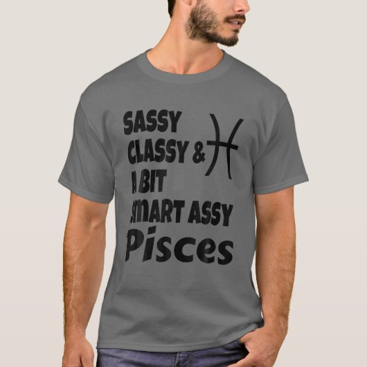 サシおもしろいーな上品とビット頭が切れるアシPisces Zod Tシャツ (正面)