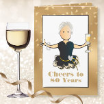 サシおもしろいーグリッター80th誕生日カード カード<br><div class="desc">祝の80歳の誕生日にシャンパントーストをプレゼント！この上品で上品なカードエレガントは彼女の顔にスマイルを置く。内側のメッセージは彼女に知らせるあなたが彼女の"もっと多くの"を望む</div>