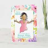 サシおもしろいー60誕生日女友の漫画 カード (正面)