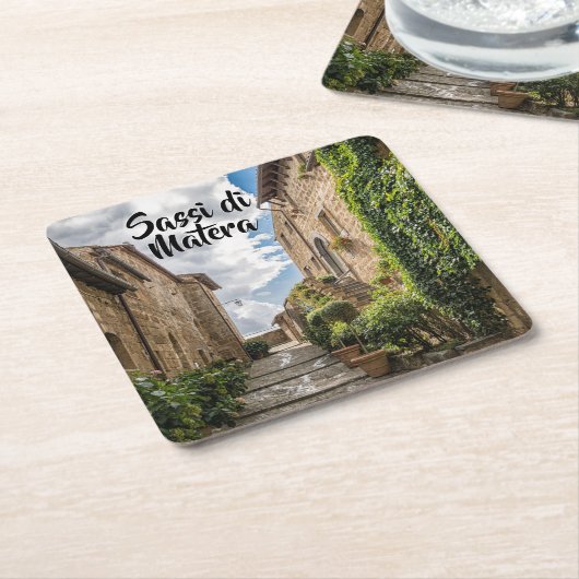 サシディマテーライタリアアイビーステッ素朴プ スクエアペーパーコースター (アングル)