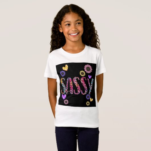 サシーおもしろいカラフルガールズテーマ Tシャツ (正面フル)