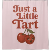 サシーさくらんぼジャストリトルタルトレトロレッド&ピンク シャワーカーテン (正面)