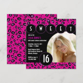 サシーレパードのスイート16歳の写真招待状【ピンク】 招待状 (正面/裏面)