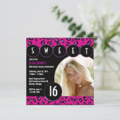 サシーレパードのスイート16歳の写真招待状【ピンク】 招待状 (スタンド正面)