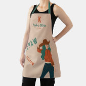 サシー女性のカーボーイイェーハウテラコッタティール(緑がかった色)モノグラムギフト エプロン (インサイチュ)