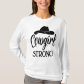 サシー女性のカーボーイストロングカウボーハットライン踊りロデオ Tシャツ (正面)