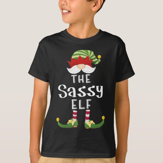 サシー小妖精や小人おもしろいクリスマスパジャマパーティー Tシャツ (正面)