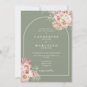 サジグリーン パンパスグラス ボヘミア アーチ フラワーズ 招待状 (正面)