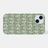 サジメドウグリーンの植物柄フラワーガーデンアート iPhone 15ケース (裏面横)