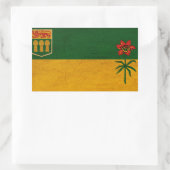 サスカチュワン国旗 長方形シール (バッグ)