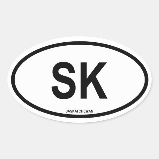 サスカチュワン「SK」 楕円形シール (正面)