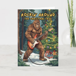 サスカッチがクリスマスツリーの周りでロックンロール  シーズンカード
