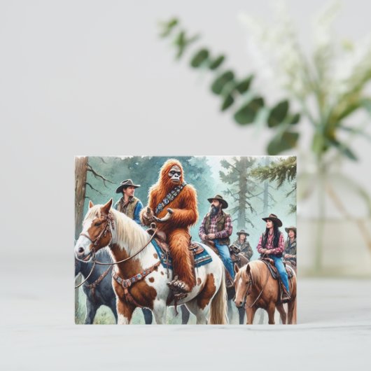 サスカッチがグループでトレイルに乗る ポストカード (スタンド正面)