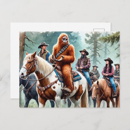 サスカッチがグループでトレイルに乗る ポストカード (正面/裏面)