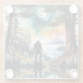 サスカッチが月明かりの下に立つ ガラスコースター (裏面)