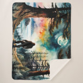 サスカッチが月明かりの下に立つ シェルパブランケット (正面)