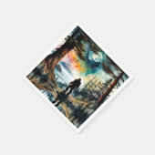 サスカッチが月明かりの下に立つ スタンダードカクテルナプキン (角)