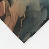 サスカッチが月明かりの下に立つ フリースブランケット (角)