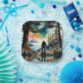 サスカッチが月明かりの下に立つ ペーパープレート (パーティー)