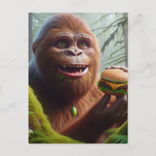 サスカッチとチーズバーガーとモッシーな森 ポストカード (正面)