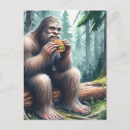 サスカッチとチーズバーガーウォーターカラーフォレスト ポストカード