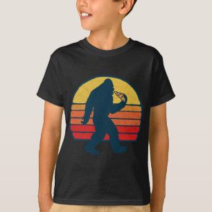 サスカッチとピザ!おもしろい食べズBigfoot & 80s Su Tシャツ