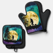 サスカッチとベアーオンザマウンテン 鍋つかみ&鍋敷きセット (正面/裏面)