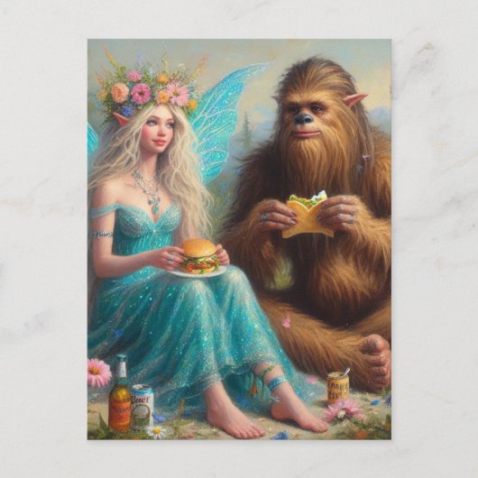 サスカッチと妖精とファーストフード夜 ポストカード (正面)