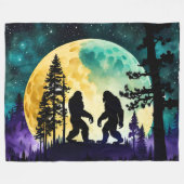 サスカッチダンスフルムーンオンザマウンテン フリースブランケット (正面(横))