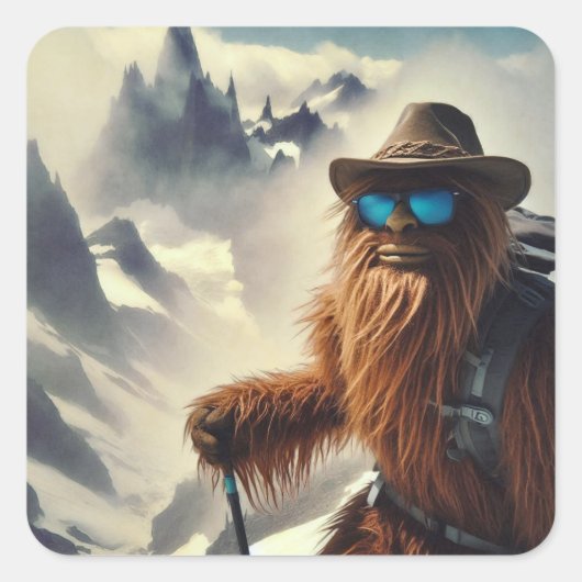 サスカッチハイキング山脈 スクエアシール (正面)