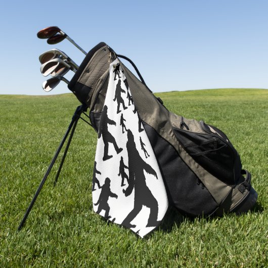 サスカッチビッグフートシルエットスクアチン ゴルフタオル (グリーン)