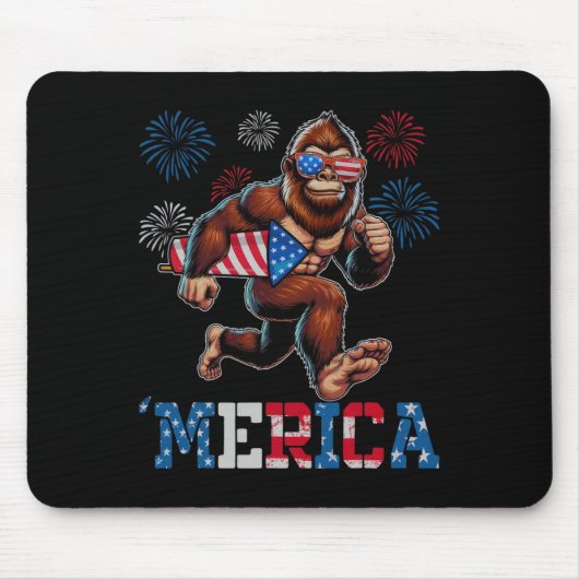 サスカッチメリカ花火7月4日Patriotic マウスパッド (正面)