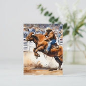 サスカッチライドBrown Bull in Rodeo Waterカラー ポストカード (スタンド正面)