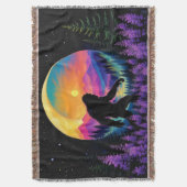 サスカッチレインボーマウンテンムーンウォールクロック スローブランケット (正面縦)