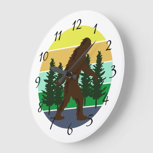 サスカッチ信者 |ヴィンテージサンセットビッグフット ラージ壁時計 (傾斜)