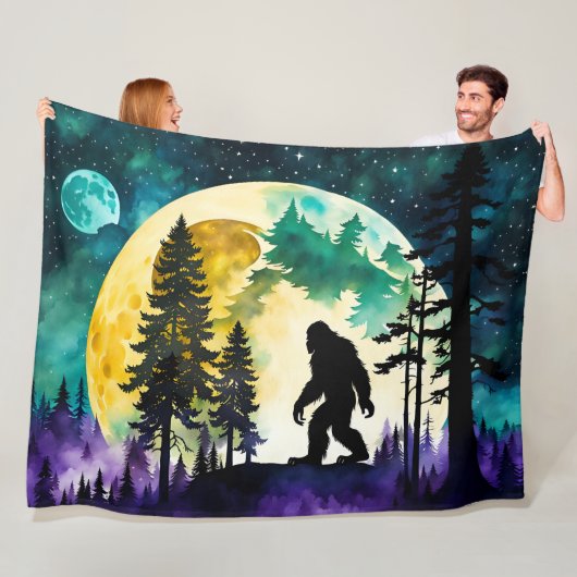 サスカッチ満月オンザマウンテン フリースブランケット (インサイチュ)