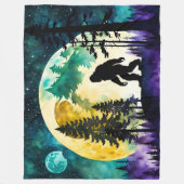サスカッチ満月オンザマウンテン フリースブランケット (正面)