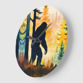 サスカッチ秋の風景夕日 ラージ壁時計 (傾斜)