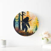 サスカッチ秋の風景夕日 ラージ壁時計 (ホーム)