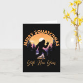 サスクワッチサンタ・イエティ・メリー・スクワッチマス・ビッグフット・クリスマス カード (黄色い花)