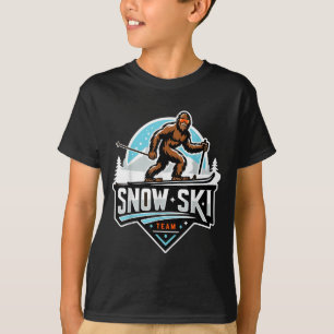 サスクワッチ スノー スキー チーム スノー スキー ビッグフット カートゥーン Tシャツ