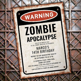 サスティのサインを持つゾンビの発生の誕生日パーティー 招待状