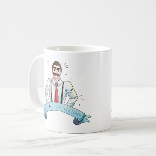 サスペンダーの水彩パパ コーヒーマグカップ (正面左)