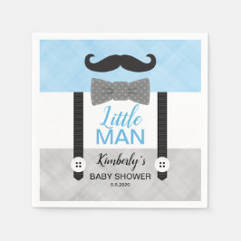 サスペンダーは蝶ネクタイ赤ちゃんグレーの男の子のシャワー スタンダードカクテルナプキン